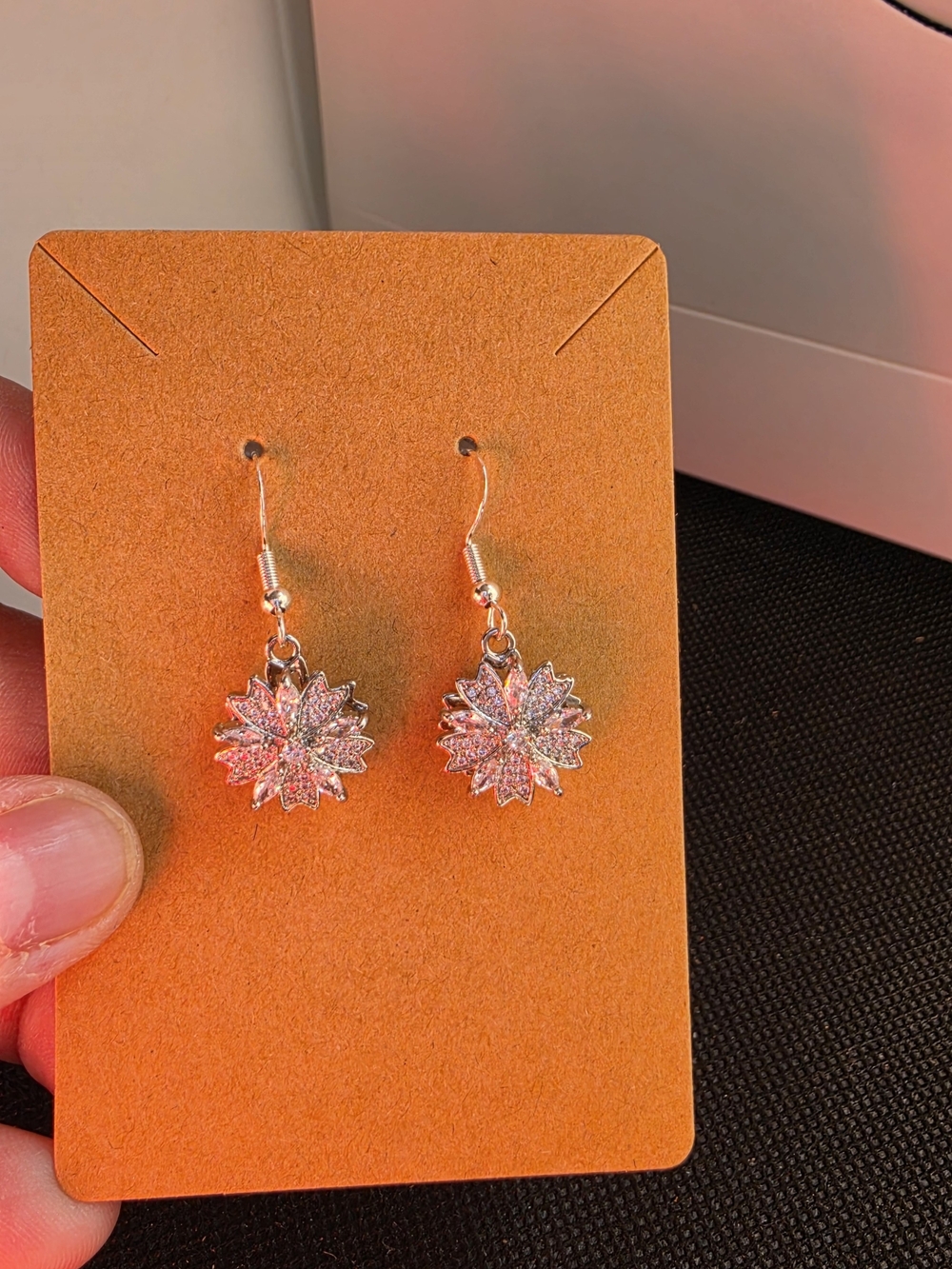 Silver Crystal Sunburst Drop Earrings - Women Jewelry